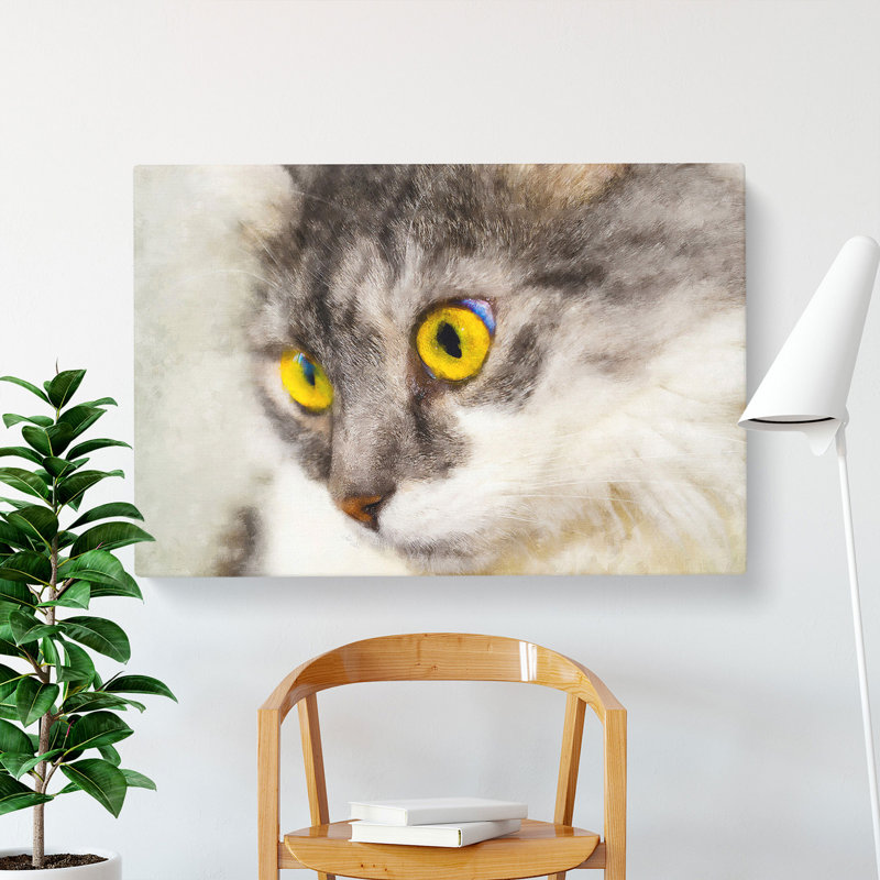 Portrait of a Cat Vol.8 - Wrapped Canvas Graphic Art, 50cm H x 76cm W x 3cm D