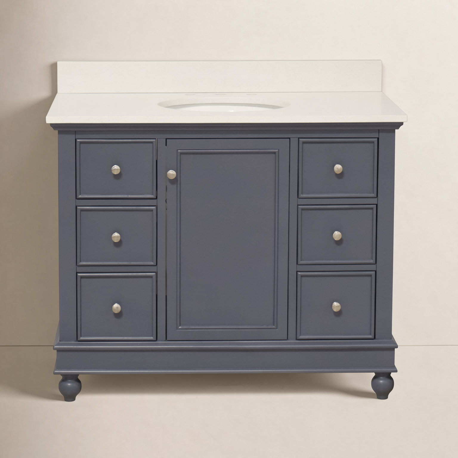 Ferdinand 42'' Single Bathroom Vanity, Marine Gray, Quartz