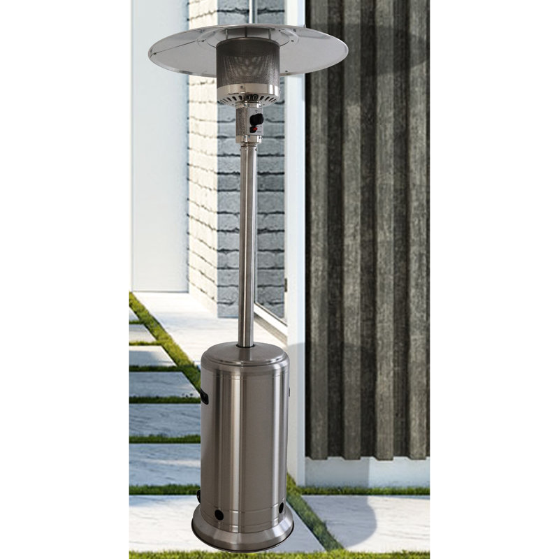 Chaufferette sur pied 46000 - offre une chaleur généreuse, une fabrication en aluminium, un poids de 67,43 lb, une installation facile, une chaleur de patio, une génération silencieuse et efficace, un corps, une profondeur de 18 po, une zone de chauff