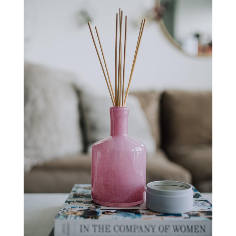 Duchess Peony 15oz Art Glass Reed Diffuser with Handmade Vessel