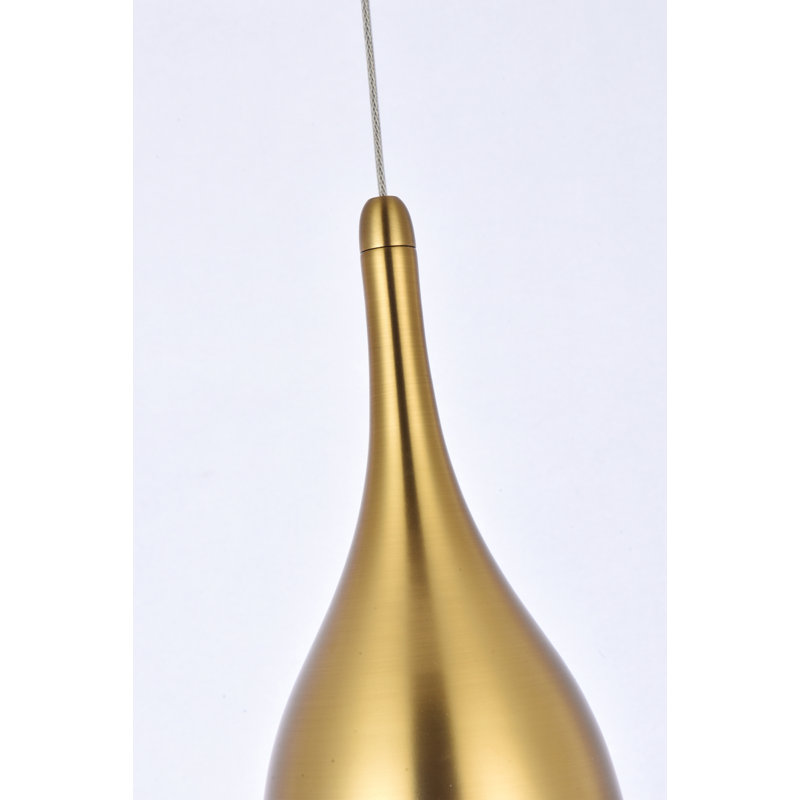 Carilyn 1 - Light LED Teardrop Pendant, Satin Gold