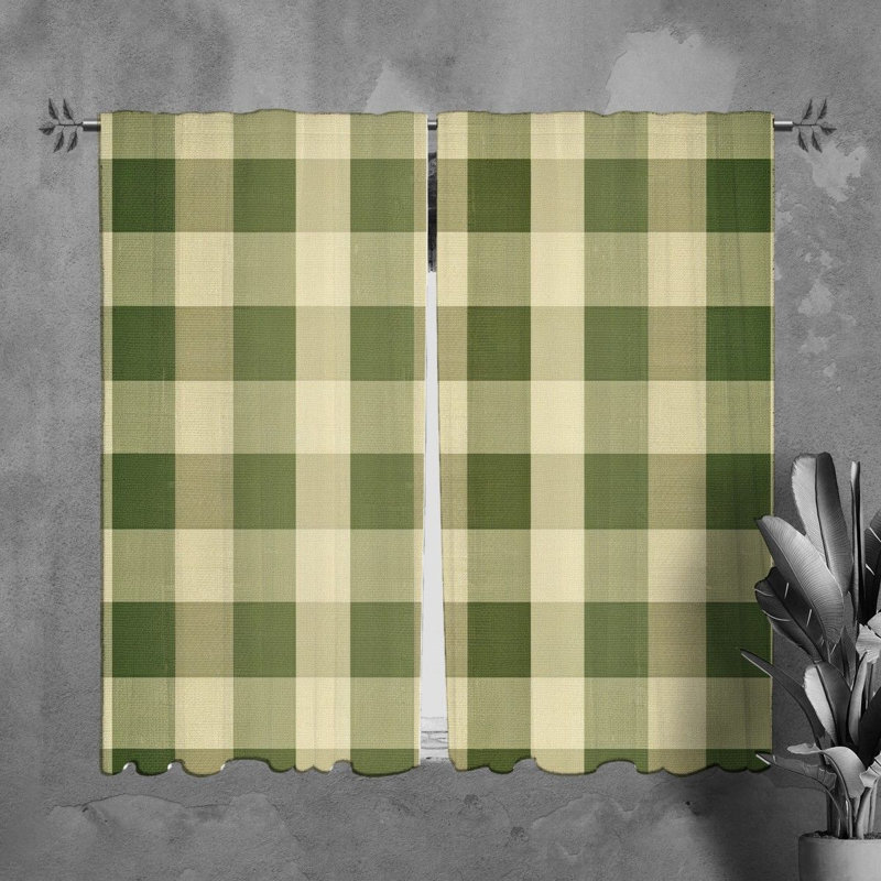 Paire de rideaux obscurcissant Naariah, L 20 po x L 82 po, Vert / beige
