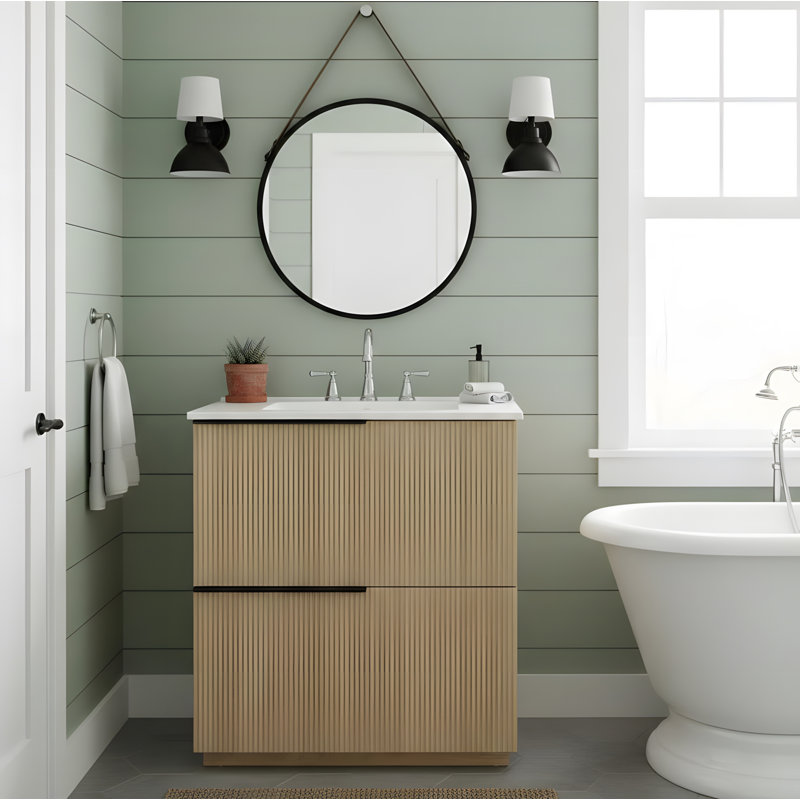 Meuble-lavabo 30 po avec lavabo, Naturel