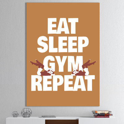 «Eat Sleep Gym Illustration of Girls in Swimsuit», reproduction d'art textuel sur toile