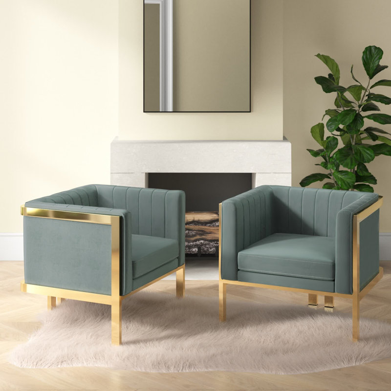 Fauteuil d'appoint rembourré en velours chaud Paramount, Velours gris chaud