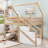 Wood Twin Over Twin Bunk Bed With Slide, Staircase And Storage-467393340