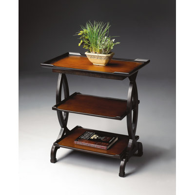 29" Cherry Manufactured Wood Rectangular End Table With Two Shelves