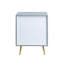 2 Drawers MDF Nightstand in Grey High Gloss Finish