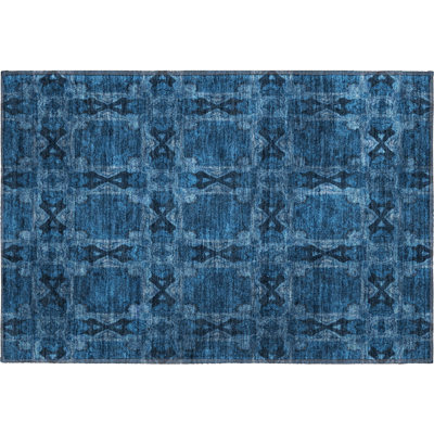 Premium Machine Washable Cerrito AMF564 Navy Rug