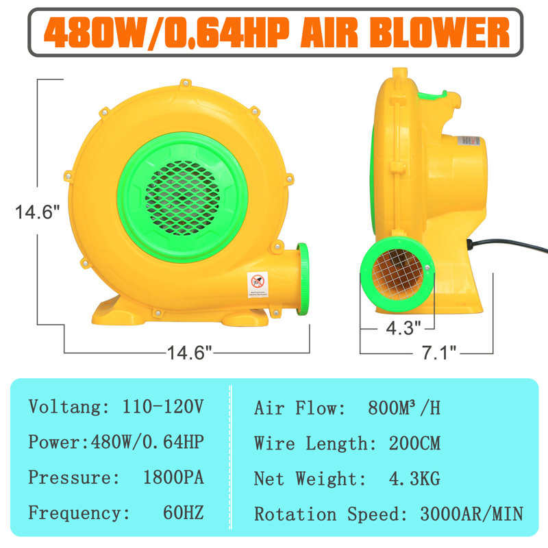 Souffleur d'air de 480 watts