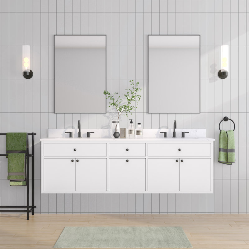 Avanity Paisley 72 in. Vanity Combo in Everglade Green finish with Cala White Engineered Top, White
