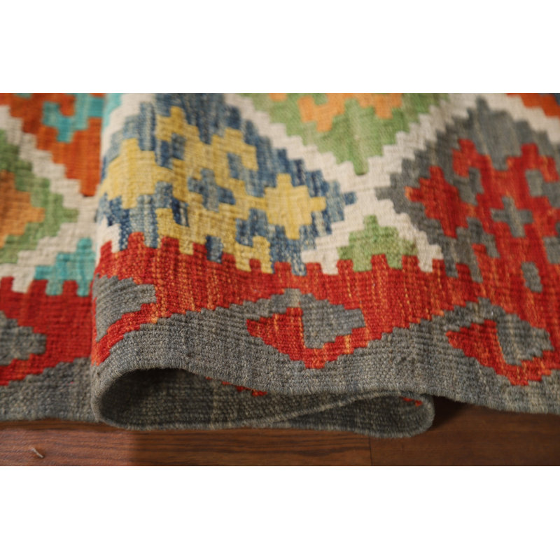 Tapis en laine multicolore réversible Kilim 4 x 6