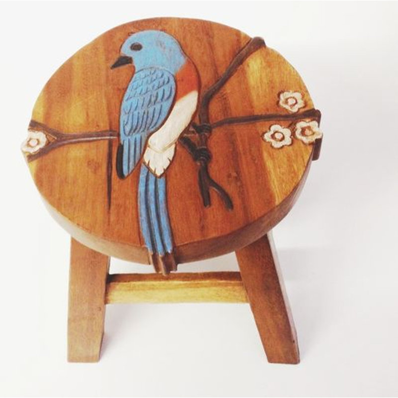 Ericberto Painted Blue Bird Step Stool
