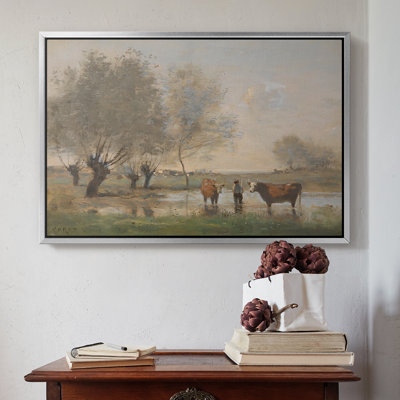 Vaches dans un paysage marécageux, v. 1873-1874 - Jean-Baptiste-Camille Corot, toile tendue avec châssis