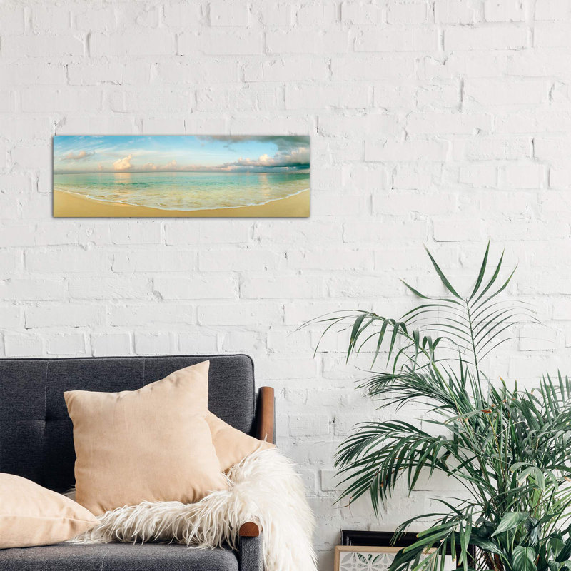 Cloudy Beachscape, Seven Mile Beach, Grand Cayman, Cayman Islands - Wrapped Canvas Panoramic Print