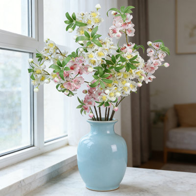 6Pcs Cherry Blossom Branches Artificial Flowers for Spring Summer Indoor Decoration,Faux Long Stem Artificial Flowers for Wedding Home Office Bedroom Party Table Centerpieces Decor