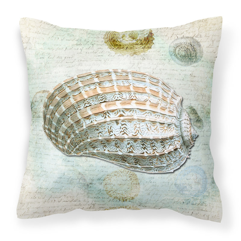 Shells Coastal Indoor/Outdoor Throw Pillow, 18" H x 18" W x 5.5" D