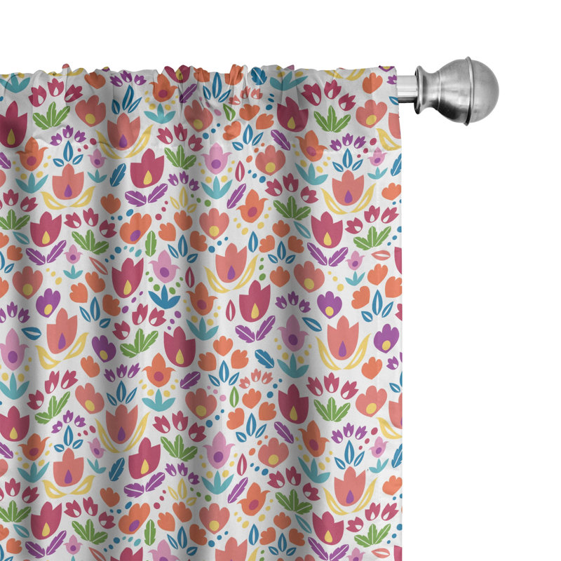 Dutch Floral Semi-Sheer Rod Pocket Sliding Panel, 28" x 63"