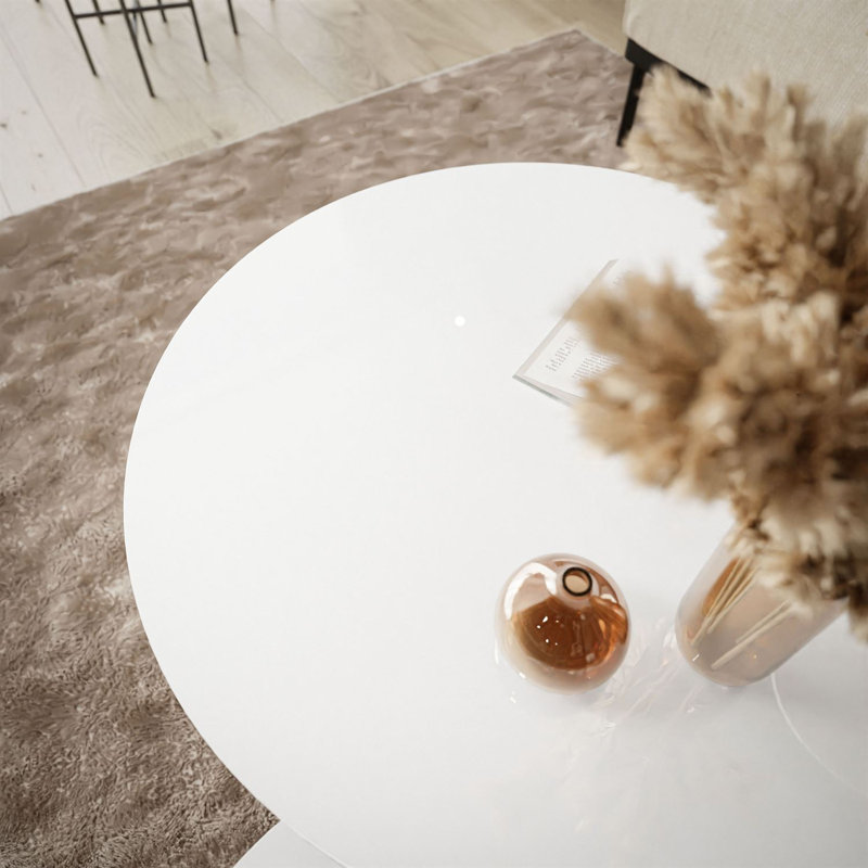 Blader Frame Coffee Table, White Glass, Black