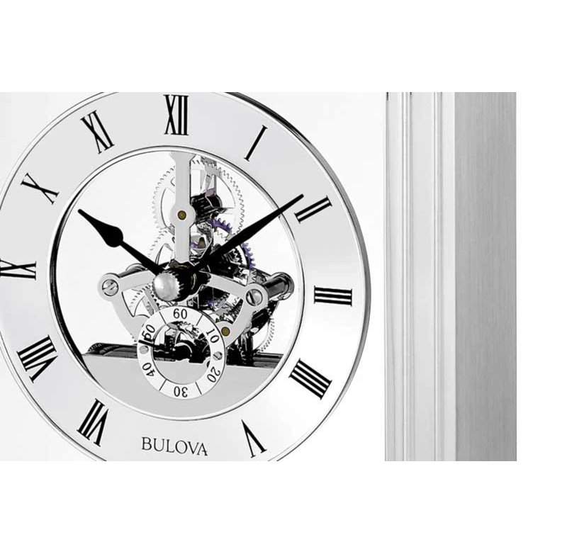 Roman Numeral Stainless Steel Quartz Movement / Crystal Tabletop Clock with Alarm in Silver