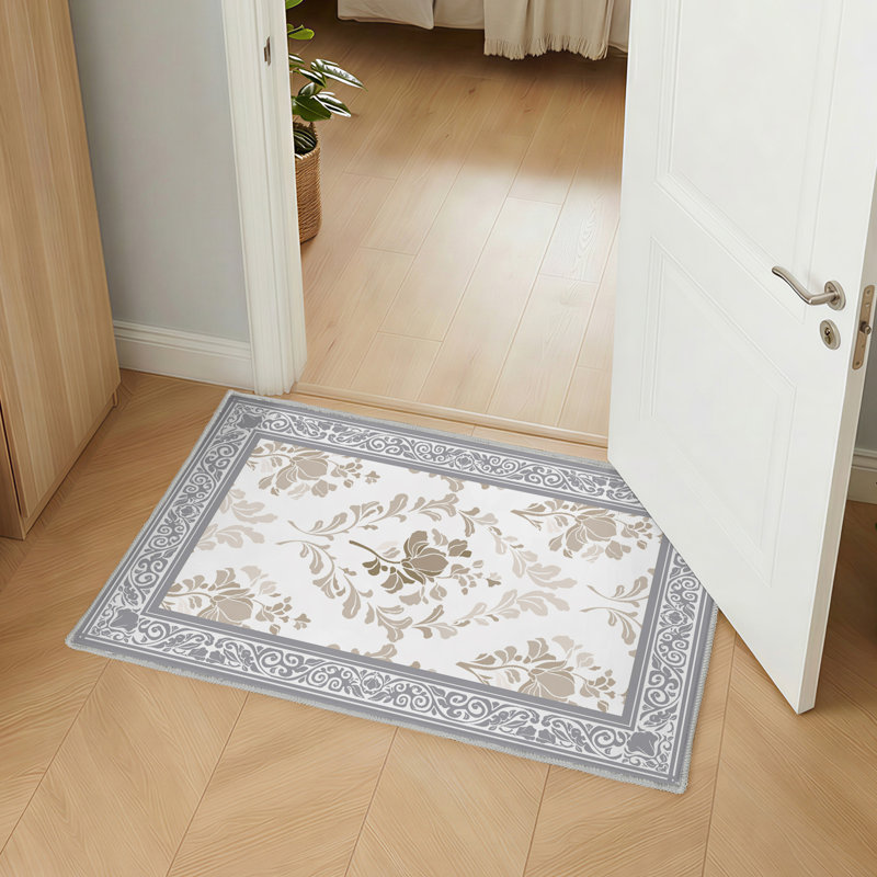 2' X 3' Non-Slip Indoor Area Rug with Floral Pattern Machine Washable,Taupe, Rectangle 2' x 3', Taupe