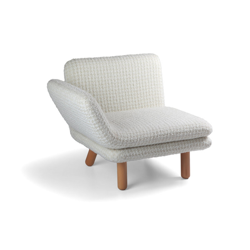Cross 31'' Wide One Arm, White Polyester Blend, Natural