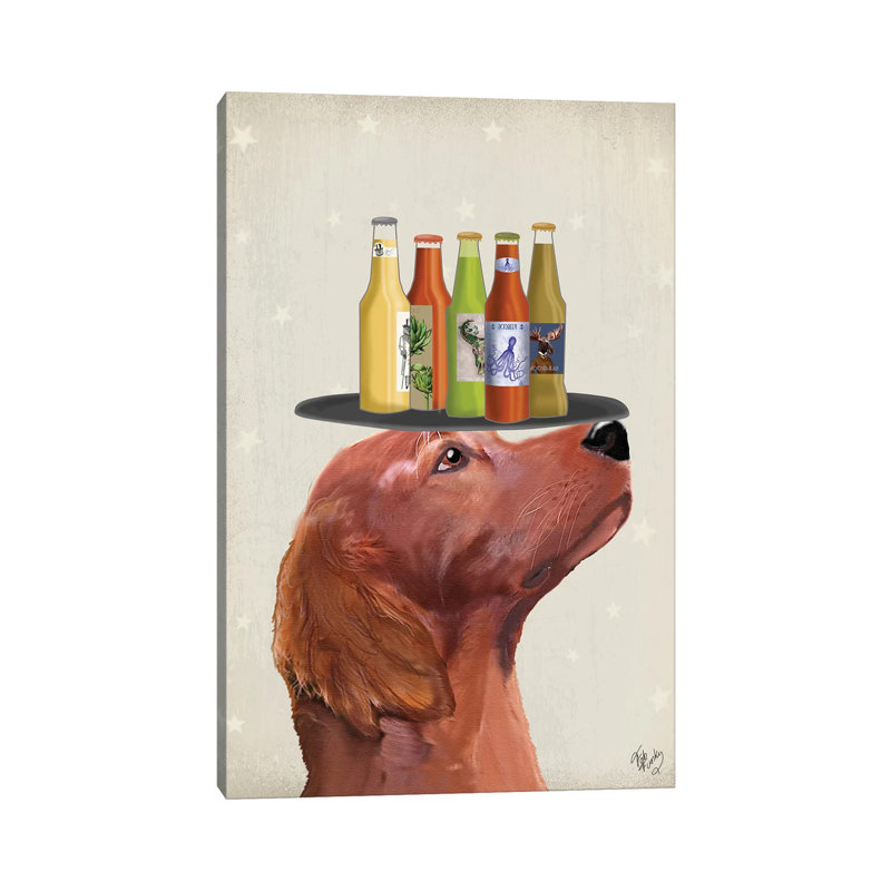 Red Setter Beer Lover by Fab Funky - Wrapped Canvas Gallery-Wrapped Canvas Giclée, 66.04 cm H x 45.72 cm W x 3.175 cm D