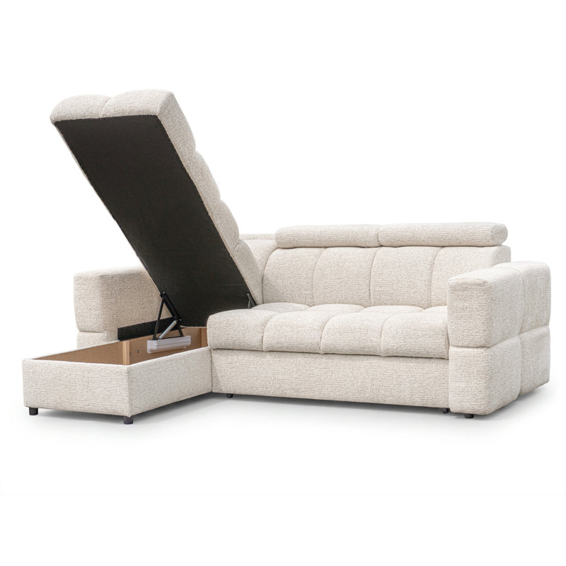 4 Seater Corner Sectional, beige Polyester Blend