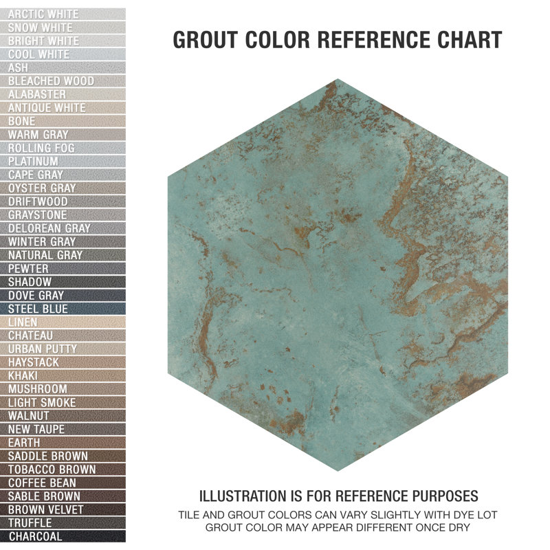 Zinc Hex 10" x 11" Porcelain Wall and Floor Tile