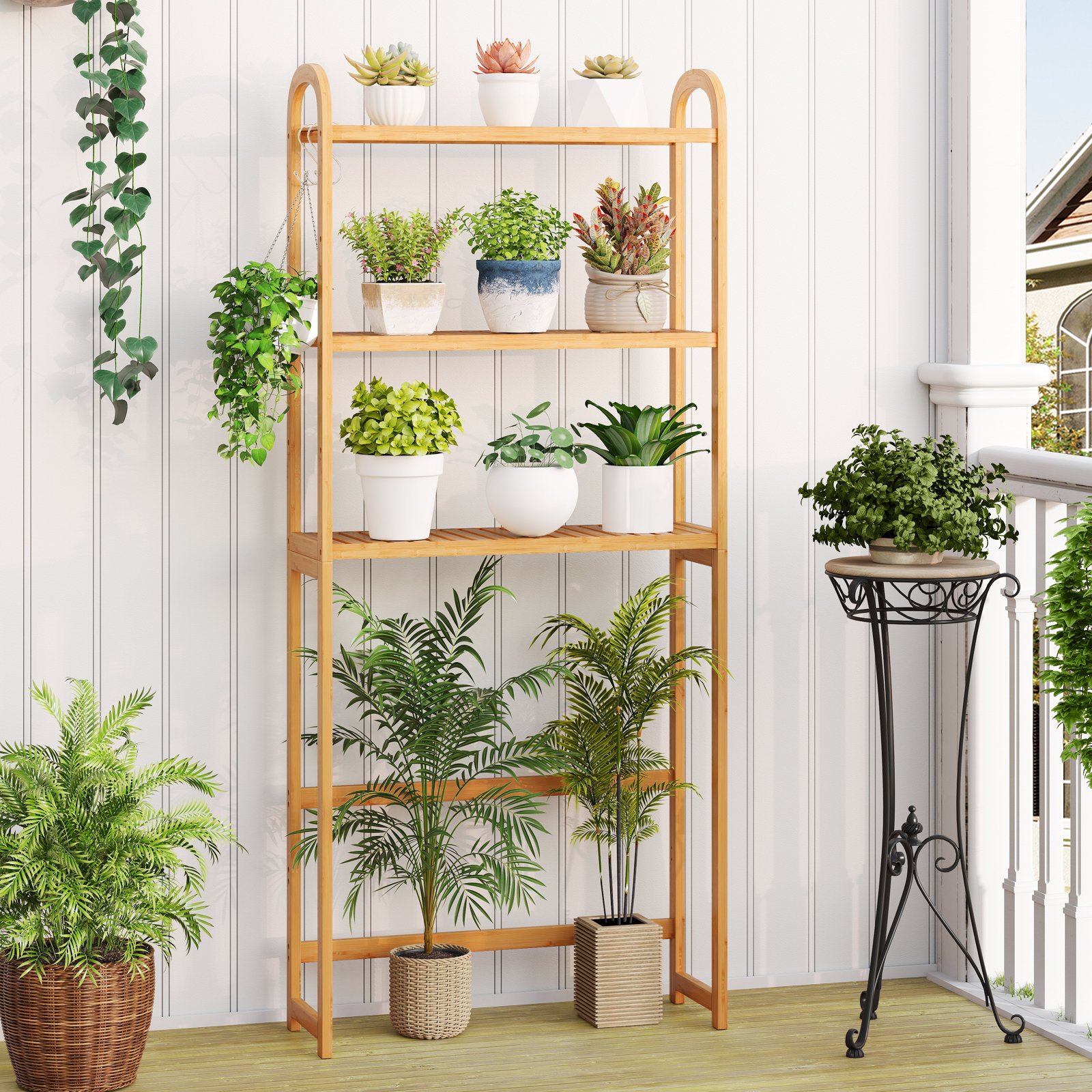 Highland Dunes Bamboo over the Toilet Storage Shelf w/3-tier Open Shelf ...