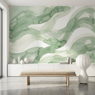 Shades Of Green Wallpaper Abstract Modern Wall Mural