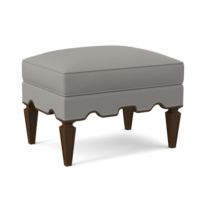 Palm Upholstered Ottoman, American Walnut, Fizz Ivory 100% Polyester