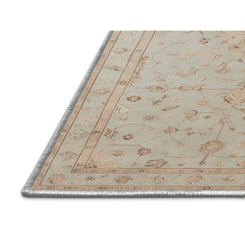Tapis beige lavable à la machine Afyon, Rectangle de 5 pi x 8 pi