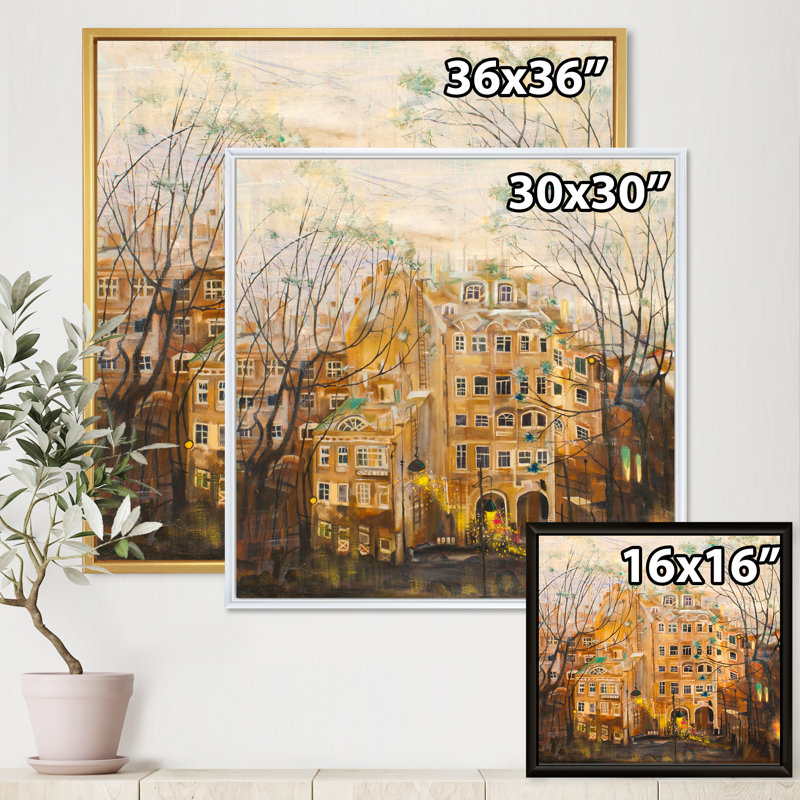 Jardin russe - Peinture sur toile, H 36 po x l 36 po x 1,5 po, Cadre flottant doré