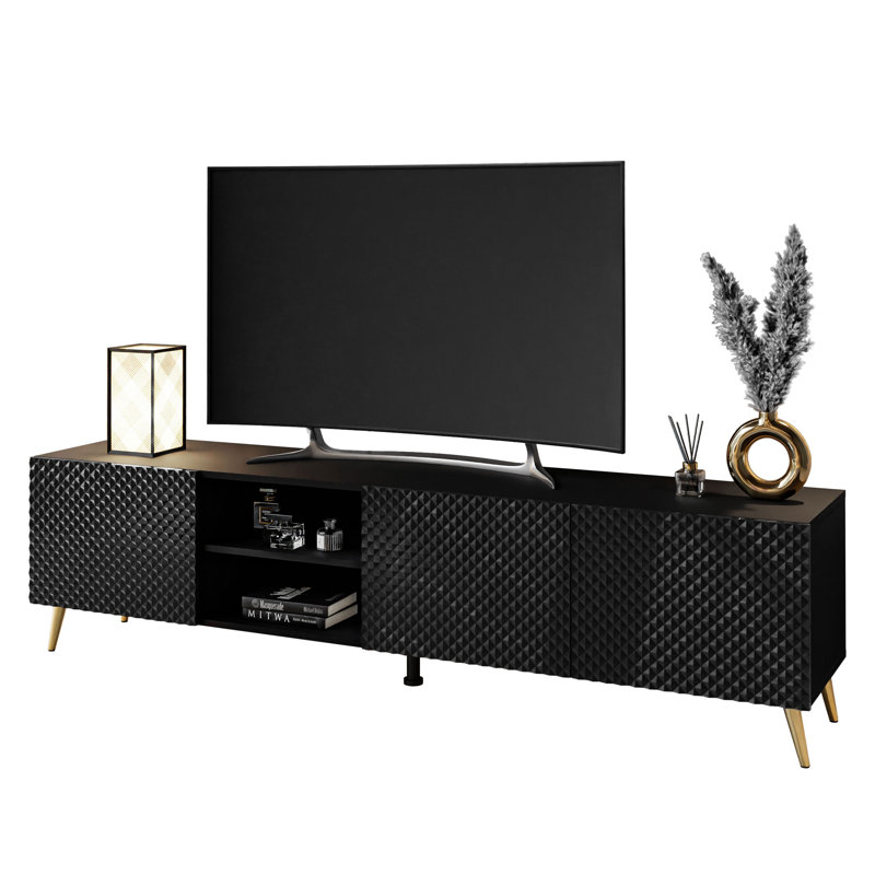 Fredrickson TV Stand, Black/Gold, 49" H x 195" W x 40" D