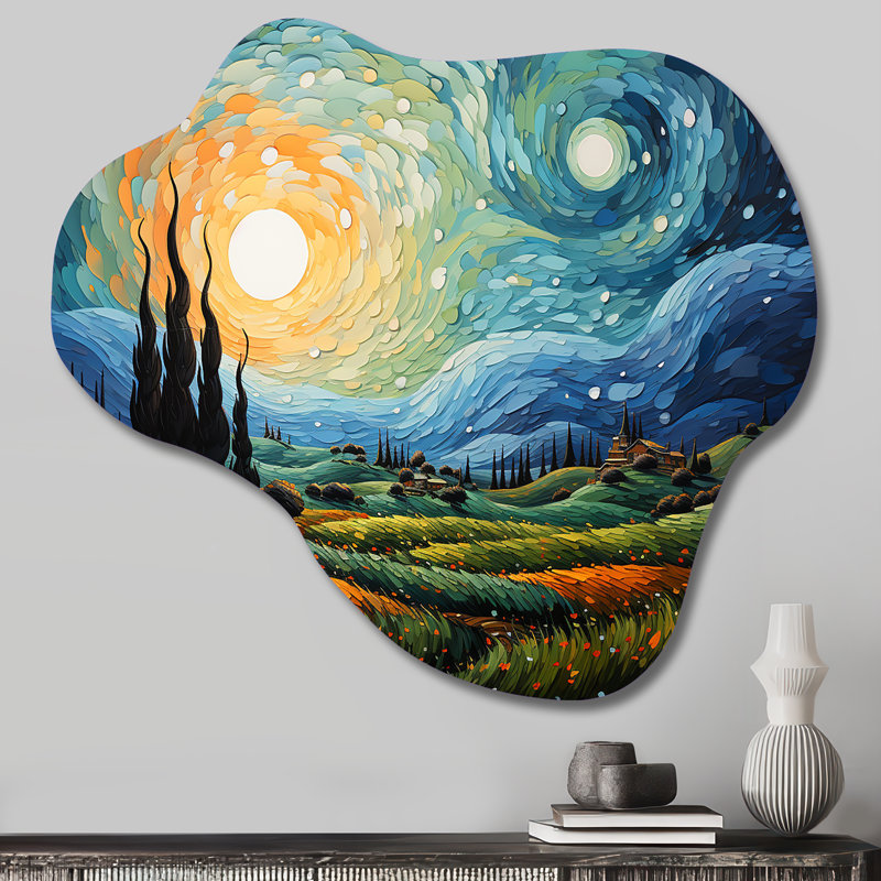 Jamarion - art mural Vangogh asymétrique en métal, sculpture murale en métal nuage, H 28 po x l 25 po