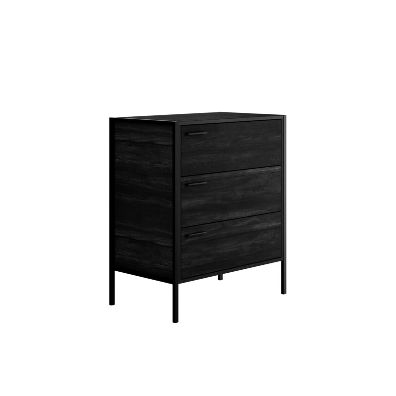 63.75cm W 3 - Drawer Chest of Drawers, Distressed Black