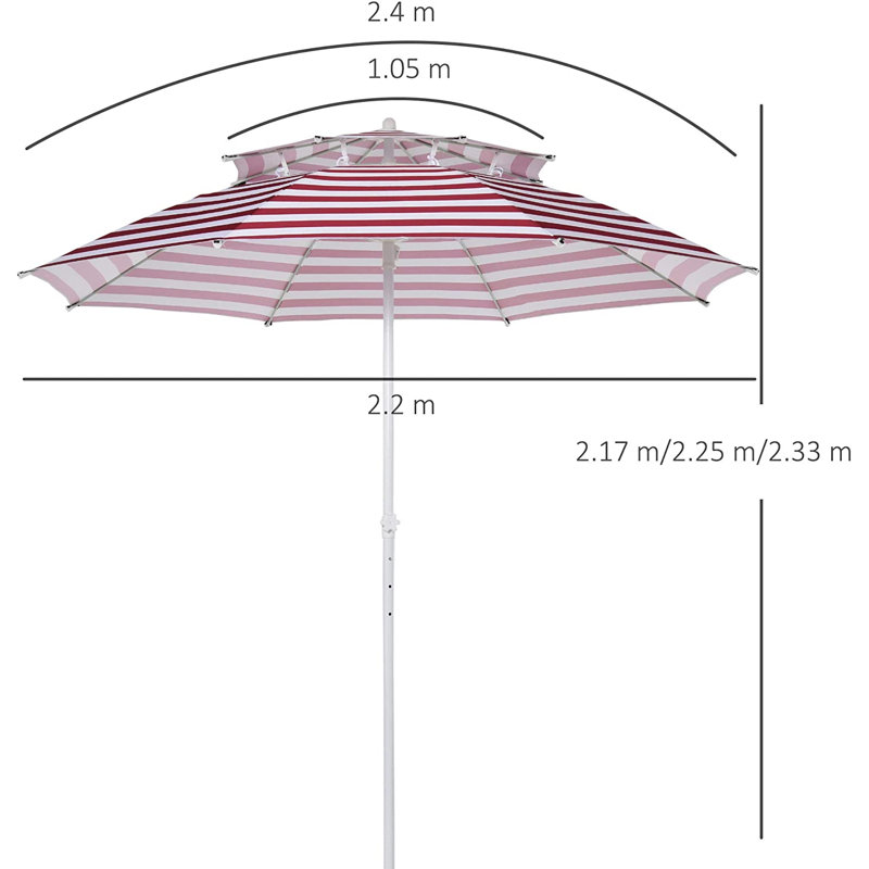Cristina 220cm Beach Parasol, Red