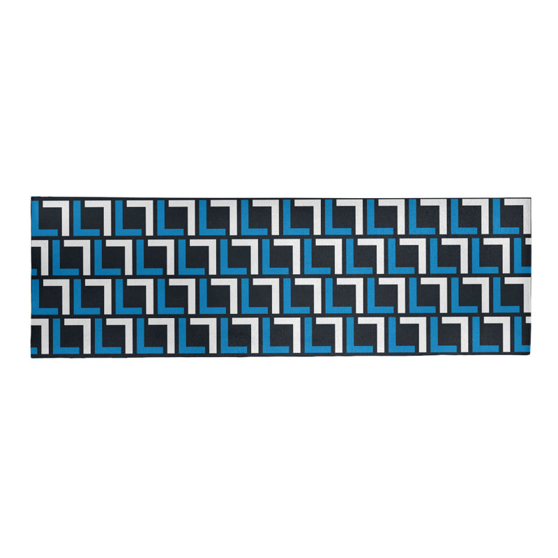 Tapis de couloir géométrique noir / bleu