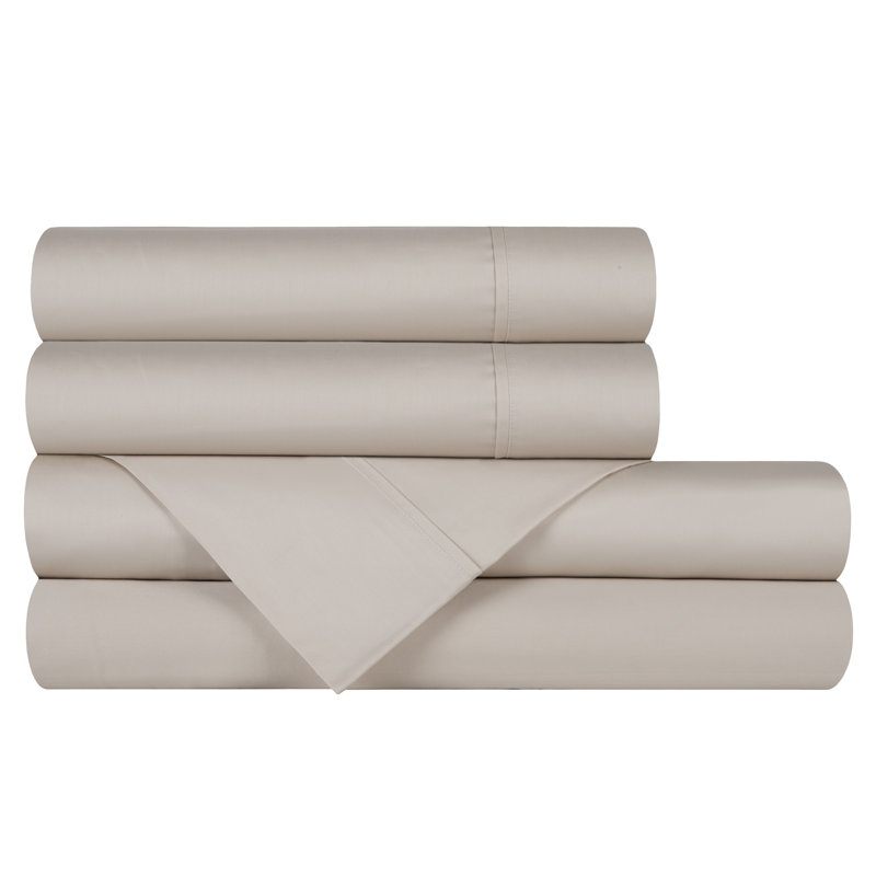 Estate 100% Cotton Sateen Sheet Set, latte-latte, King