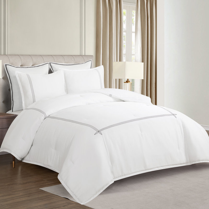 Sylph White/Highrise 3pc Queen Comforter Set, Queen Comforter + 2 Shams