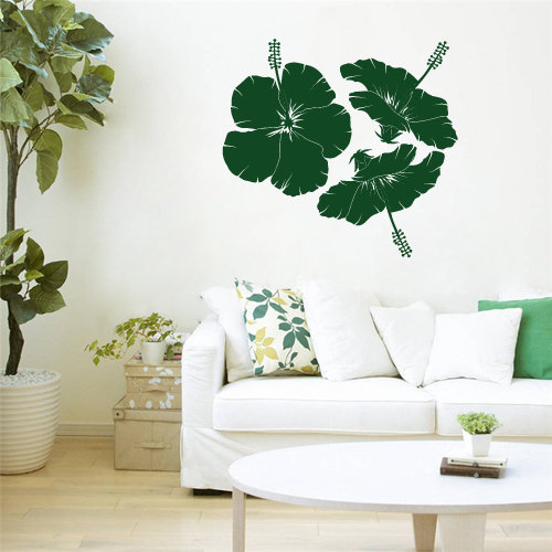 Hibiscus Wall Sticker, 97cm H x 97cm W x 0.2cm D