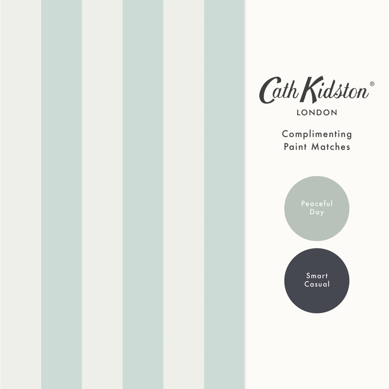Cath Kidston Canopy Stripe Duck Egg Wallpaper, Blue