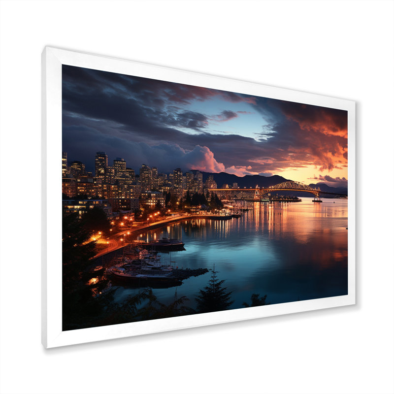 " Canada Twilight ", White Picture Framed, 34" H x 44" W x 1.5" D