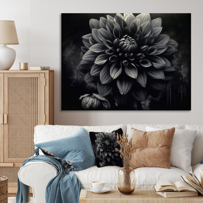 «Black White Garden Dahlia», palette sur toile