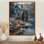 Impression sur toile grise, bleu, hiver, roue à eau, moulin Wonder Mills
