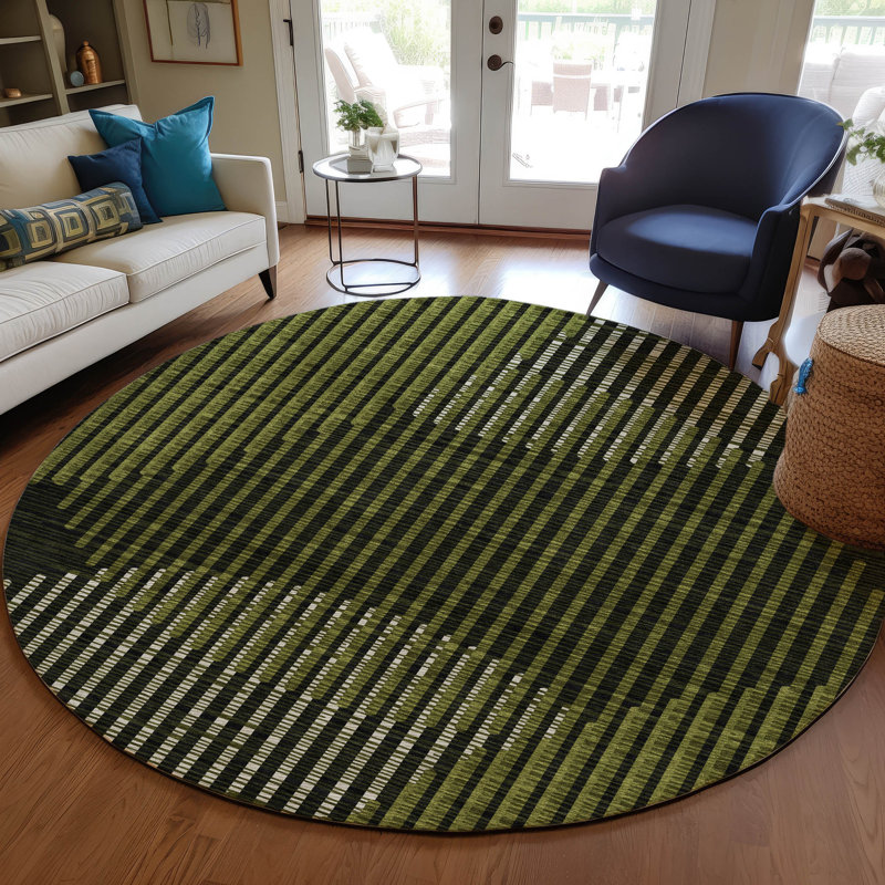 Tapis lavable intérieur / extérieur Elowen Olive , 2 pi 6 po x 3 pi 10 po
