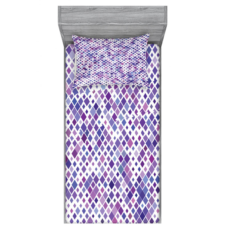 Microfiber Geometric Sheet Set, Twin Sheet Set with 1 Pillowcase