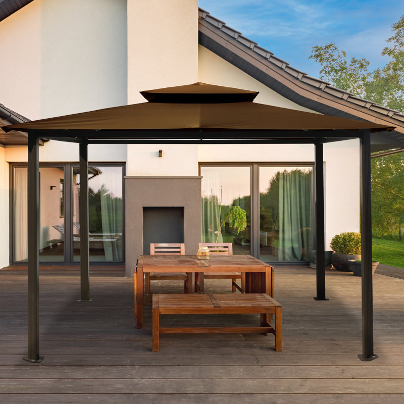 Barcelona 10 Ft. W x 12 Ft. D Aluminum Patio Gazebo, Cocoa