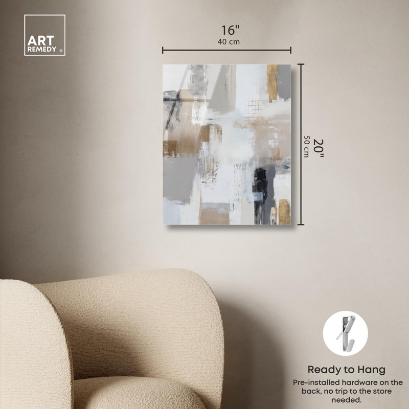 «Neutral Nexus II», reproduction d'art acrylique sur toile par Art Remedy, H 20 po x l 16 po